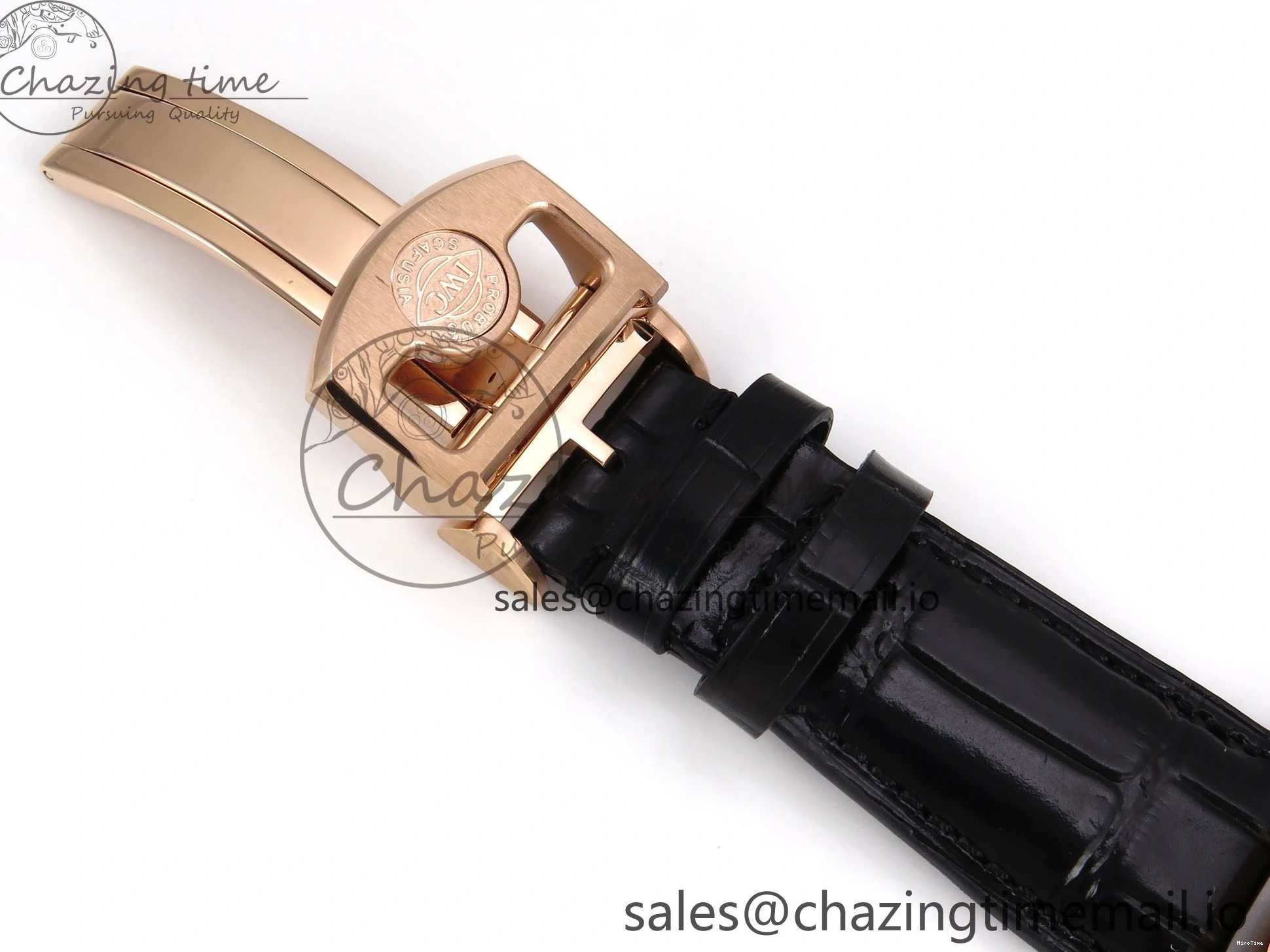 MIROTIME 0110 Portugieser Automatic 42mm RG APSF 1:1 Best Edition Black Dial on Black Leather Strap A Original 7007